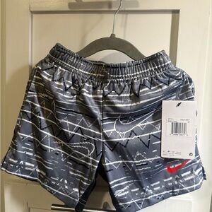 Nike Gray Patterned Athletic Shorts with Red Logo